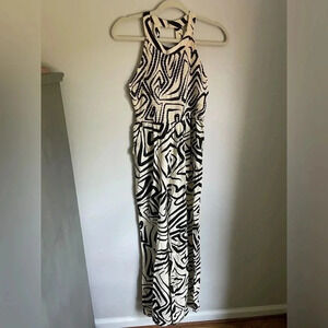 Jessica Simpson Black and Cream Patterned Jumpsuit Size Small NWT